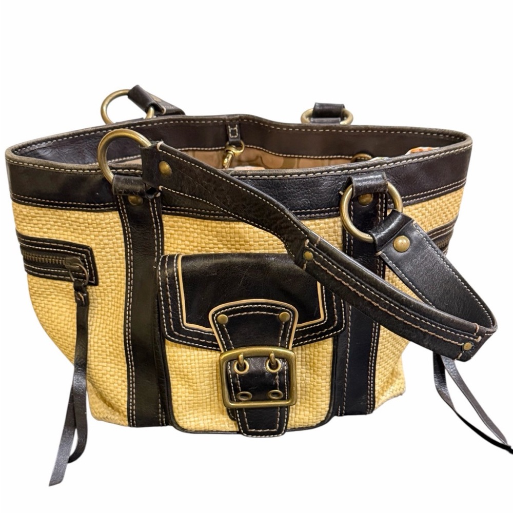 Coach vintage woven straw and Black trim Shoulder Bag L05K - 113 - Picture 8 of 8
